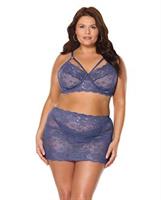 Twilight Fever Lace Bra and Skirt - Navy
