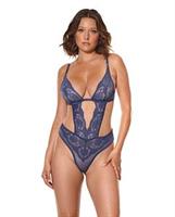 Twilight Fever Underwire Lace Teddy - Navy