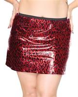 Darque Metallic Wet Look Skirt - Red/Black
