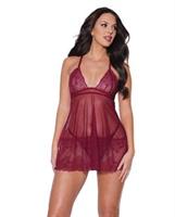 Holiday Soft Underwire Babydoll and Thong Merlot