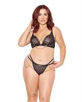 Pleasure Collection Feline Fatale Bra and G-String 2 pc Set - Black