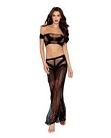 Seamless Bandeau Bralette and Maxi Skirt 2 pc Set - Black