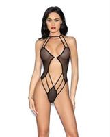 Fishnet Teddy w/Jewel Detail Black
