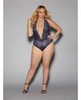 Euphoria Open Back Halter Tie Teddy Navy