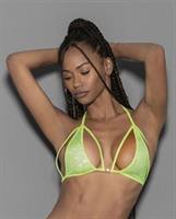 Jeweled Black Light Dancewear Tri Bra Neon Lime
