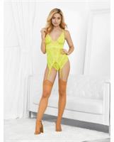Neons Bustier w/Nude Hose and G-String Neon Lime