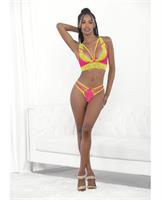 Festival Wear Strappy Lace Top and G-String Neon