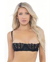Lace Bra w/Underwire Boning Cups Black