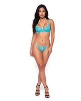 Pearl Obsession Lace Bra and Pearl Crotch Panty 2 pc Set - Frosted Mint