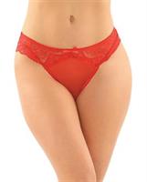 Cassia Crotchless Lace and Mesh Panty Red