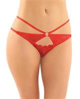 Jasmine Strappy Lace Thong w/Front Keyhole Cut Out Red