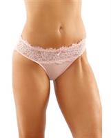 Bottoms Up Ivy Eyelash Lace Panty w/Criss Cross Back and Bow Trims Light Pink