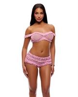 Soft Girl Era Sheer Mesh and Lace Bralette 2 pc Set - Light Pink