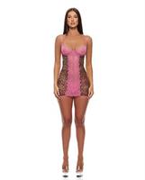 Animal Instincts Mesh Chemise and Panty - Pink Leopard
