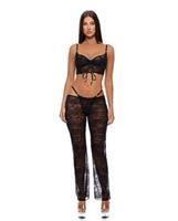 Layer of Seduction Lace Bra, Thong, and Pants 3 pc Set - Black