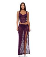 Feel Me Lace Bustier, Panty, and Skirt 3 pc set - Purple