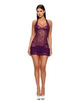 Feel Me Lace Chemise with Panty - Purple