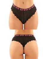 Vibes Buddy Sexy Bitch Lace Panty and Micro Thong Black/PNK