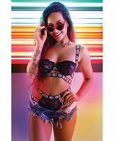 Vibes Not Your Bitch Lace Bra and Cutout Panty Black