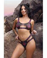 Vibes Fuckin' Perfection Cutout Bralette and Panty Black/Pink