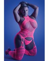 Glow Captivating Halter Bodystocking and G-String Neon Pink