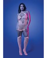 Metamorphic Glow-in-the-Dark Bodystocking Dress; Glows Pink - White