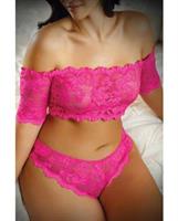 Vixen Hypnotized Lace Crop and Panty Ultra Pink