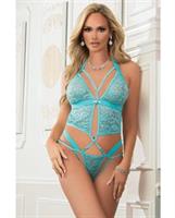 Cut Out Laced Halter Teddy Blue Dreamer