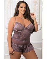 Laced Romper w/Snap Crotch Mauve Merlot
