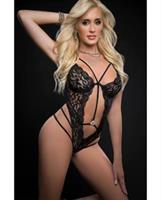 Floral Sheer Plunge Teddy Blackout