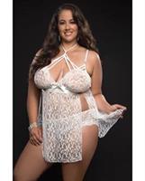 Lace Halter Babydoll w/Lace Panty White