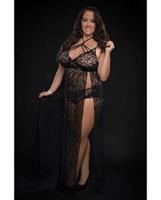 Lace Night Gown w/Lace Panty Black