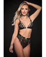 Sexy and Sultry High Waist Panty and Bra Black