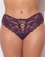Bella Lace Up Tanga Panty w/Jewel Detail - Purple
