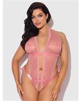 Kiki Lace and Satin Drop Off Teddy - Rose
