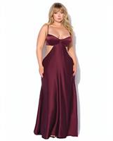 Brigeta Satin Cut Out Long Dress - Burgundy