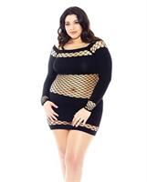 Nothing to Hide Nylon and Diamond Net Chemise Black