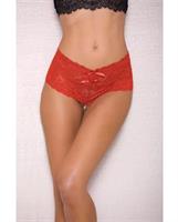 Lace and Pearl Boyshort w/Satin Bow Accents Red