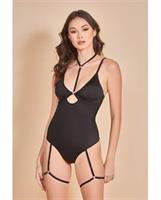 Strapped Up Garter Teddy w/Choker Black