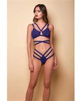 Along the Lines Strappy Bra and Cheeky Low Rise Panty Navy