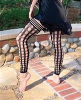 Kixies Jo Circle Fishnet Footless Thigh High Black
