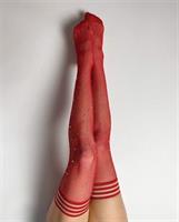 Kix'ies Joely Fishnet Rhinestone Thigh High Red