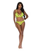 Strap-Tease Bra and Crotchless Panty Neon Yellow