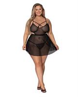 Girl Next Door Babydoll and Crotchless Panty Black