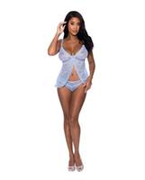Ooh La Lace Babydoll and Split Crotch Panty Periwinkle