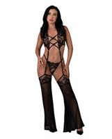 Black Cherry Plunge Top w/Removable Chaps and Cheeky Panty Set - Black