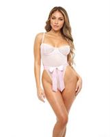 Logan Underwire Teddy w/Satin Front Ribbon Tie Pink
