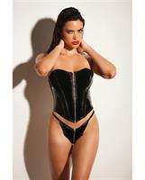 FETISH Rider Vinyl Bustier w/Front Zipper and Panty Black