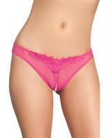 Crotchless Thong w/Pearls Hot Pink