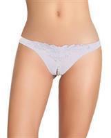Crotchless Thong w/Pearls White